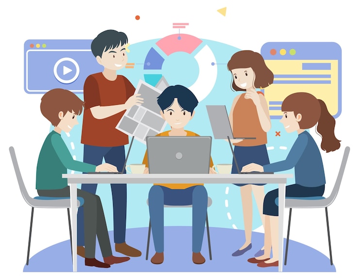 Vector Gratis diverse people discussing business plan