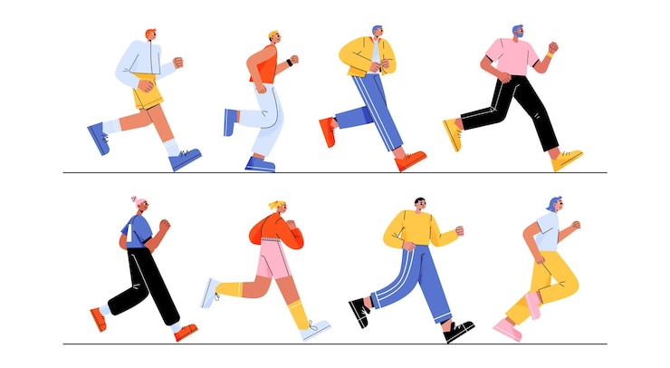 Vector Gratis diverse running people concept of sport activity