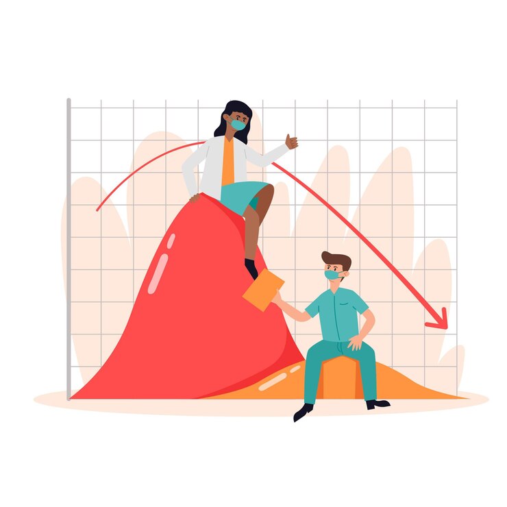 Vector Gratis doctors flattening the curve chart
