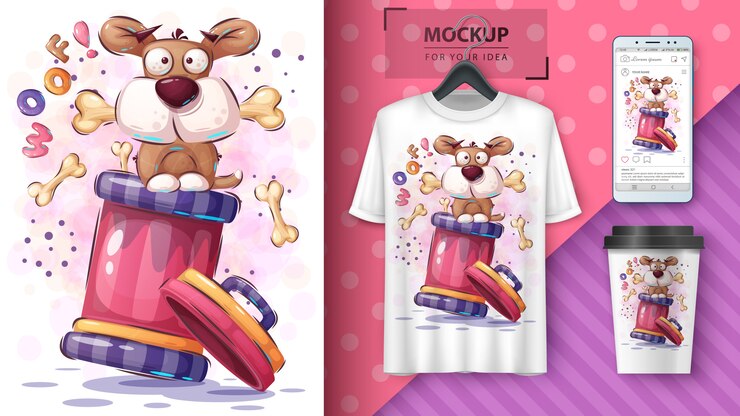 Vector Gratis dog with bone poster and merchandising