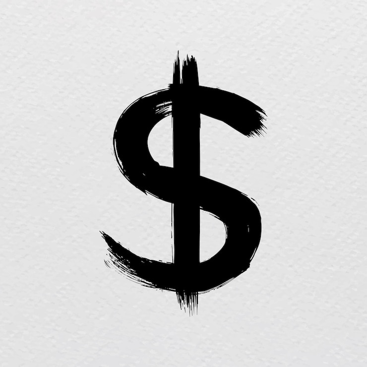 Vector Gratis dollar symbol brush stroke hand drawn vector font style