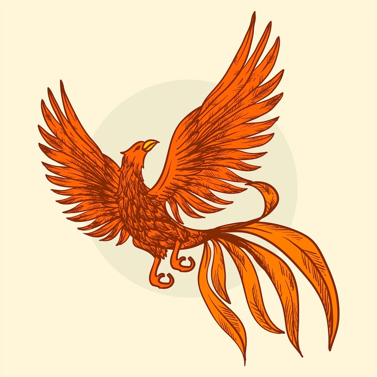 Vector Gratis drawing with phoenix theme