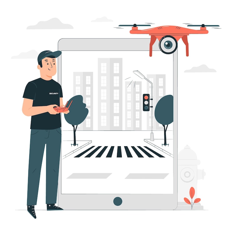 Vector Gratis drone surveillance concept illustration