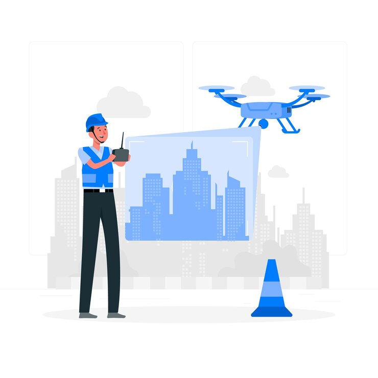 Vector Gratis drone surveillance concept illustration