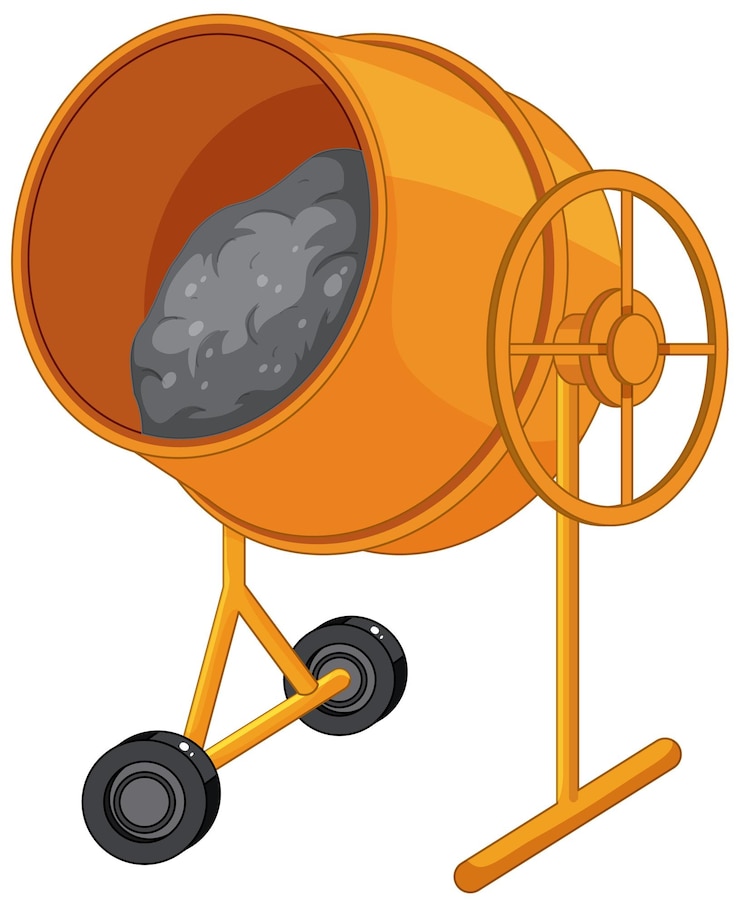 Vector Gratis drum pengaduk beton pada latar belakang putih