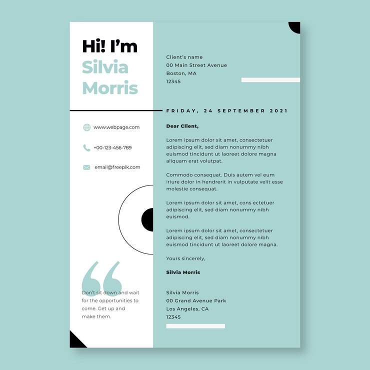 Vector Gratis duotone simple turquoise cover letter template