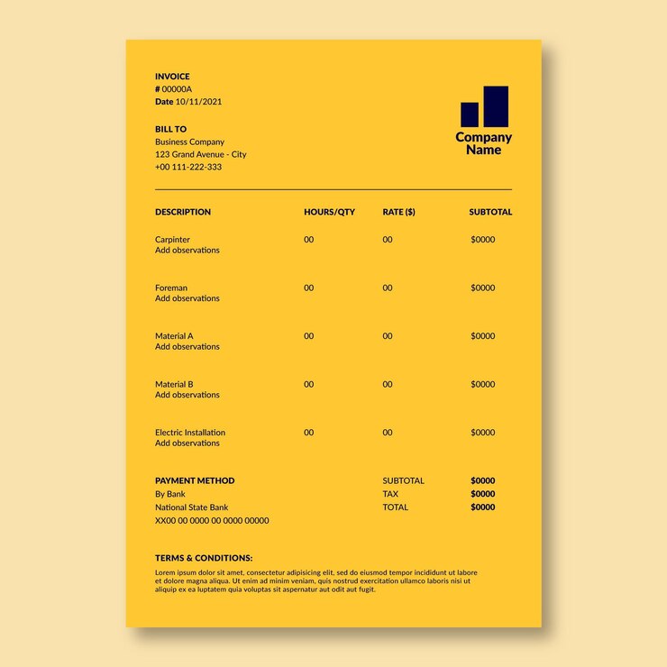 Vector Gratis duotone simple wanda's electricity services construction invoice