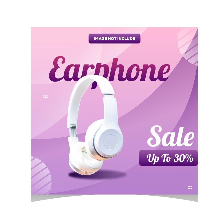 Vector Gratis earphone social media post