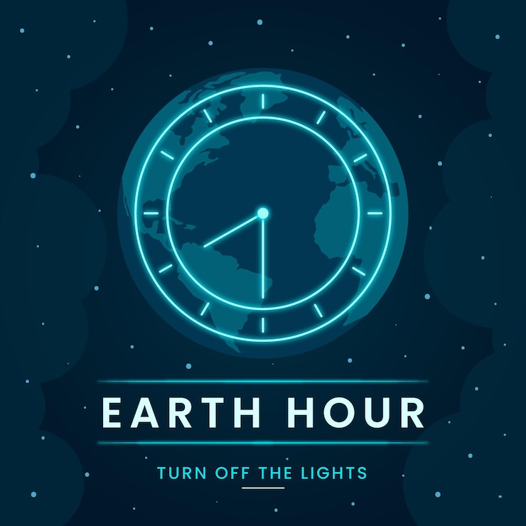Vector Gratis earth hour illustration with planet and clock
