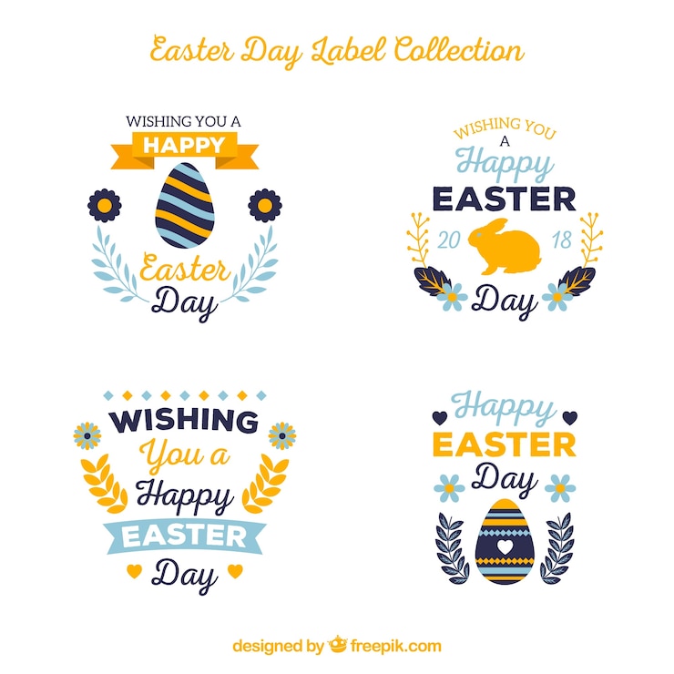 Vector Gratis easter day labels collection in flat style