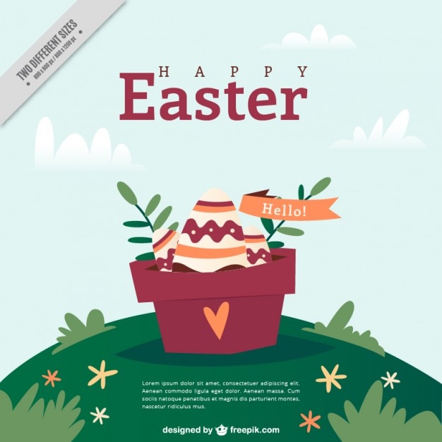 Vector Gratis easter eggs in the flowerpot 
