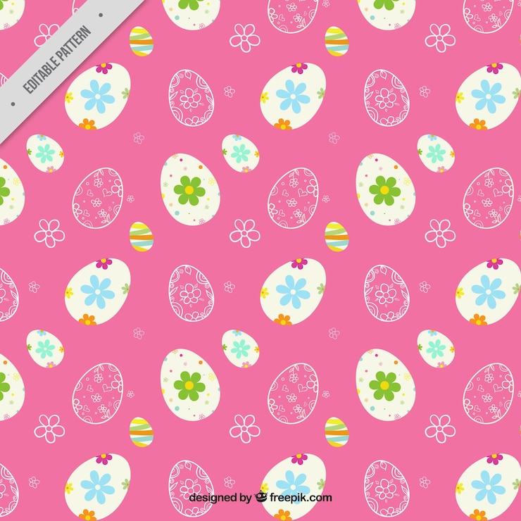 Vector Gratis easter pattern with decorative eggs and pink background