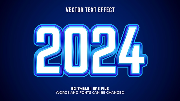 Vector Gratis editable 2024 text effects