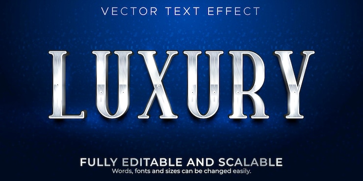 Vector Gratis editable text effect luxury silver text style
