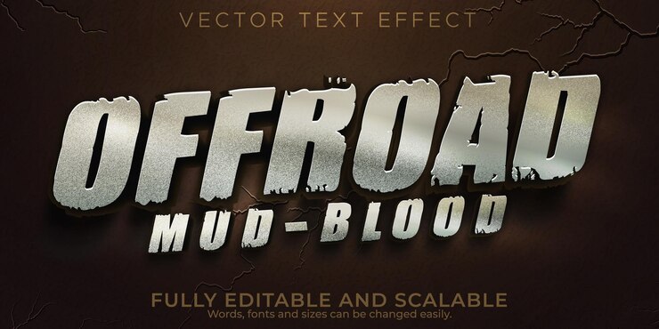 Vector Gratis editable text effect offroad, 3d dirty and adventure font style