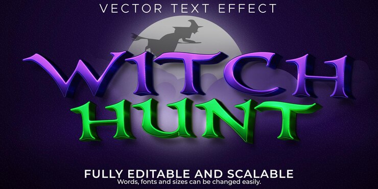 Vector Gratis editable text effect witch, 3d magic and spell font style