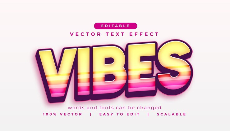 Vector Gratis editable vibes 3d text effect style