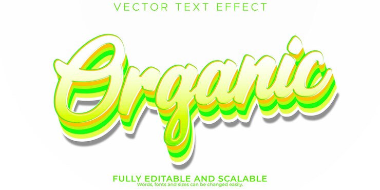 Vector Gratis efek teks alam organik gaya teks hijau dan alami yang bisa diedit