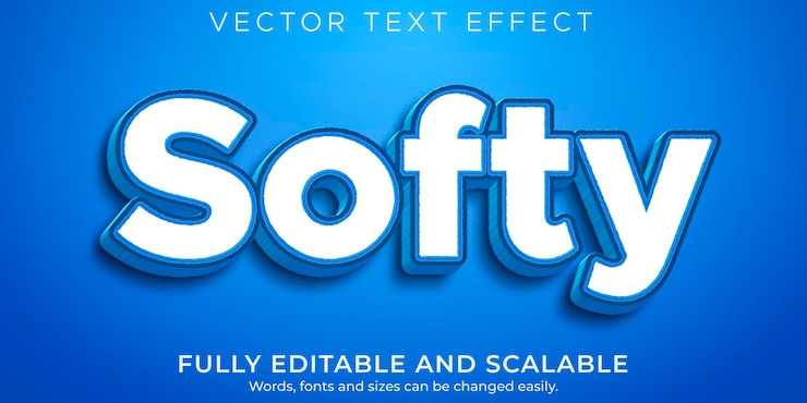 Vector Gratis efek teks bisa diedit, gaya teks biru kartun