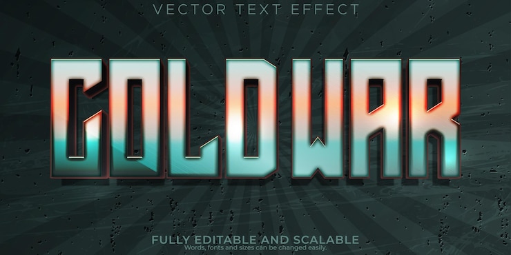 Vector Gratis efek teks coldwar gaya teks game dan film yang dapat diedit