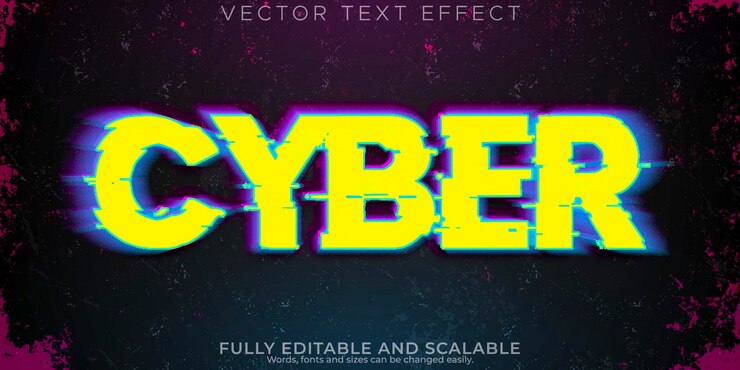 Vector Gratis efek teks cyber gaya teks neon dan masa depan yang bisa diedit