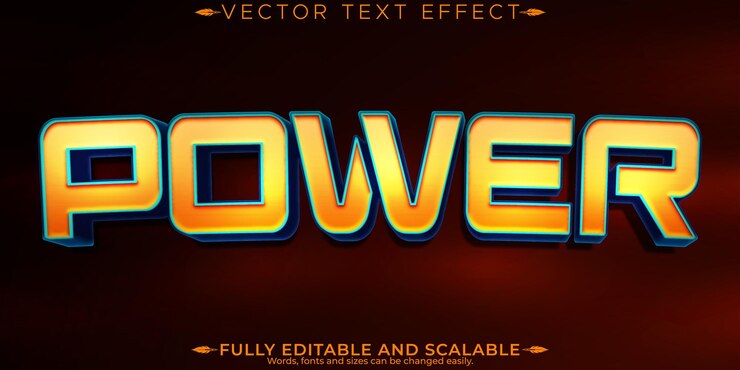 Vector Gratis efek teks daya gaya teks film dan game bisa diedit