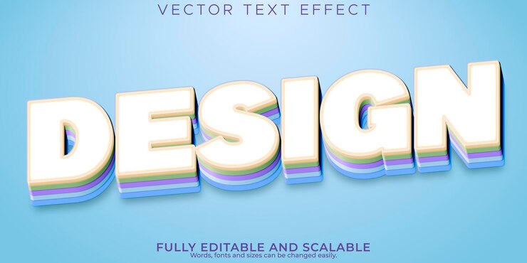 Vector Gratis efek teks desain gaya teks tebal dan berwarna-warni yang dapat diedit