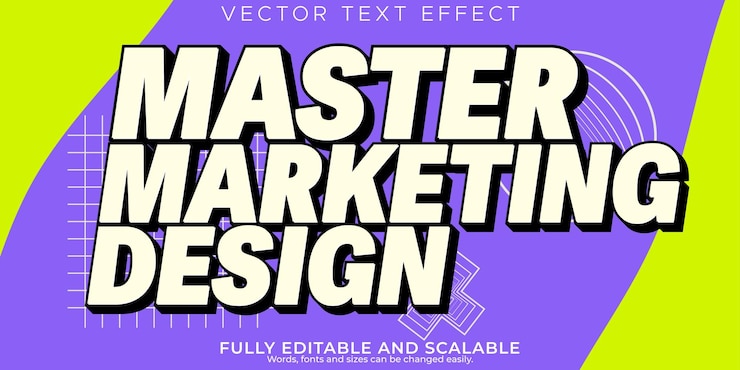 Vector Gratis efek teks desain poster marketing gaya teks modern dan kreatif yang bisa diedit