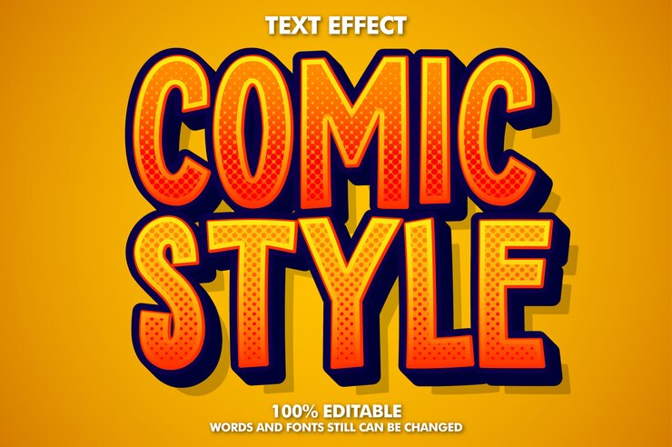 Vector Gratis efek teks gaya komik yang dapat diedit