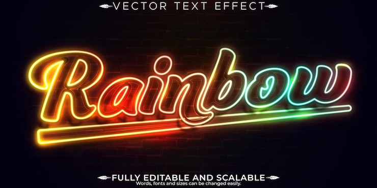 Vector Gratis efek teks lampu neon gaya teks retro dan bercahaya yang bisa diedit