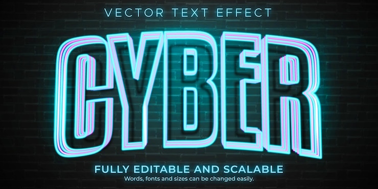 Vector Gratis efek teks lampu neon, gaya teks retro dan bercahaya yang bisa diedit