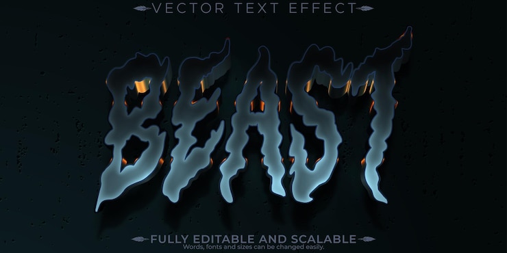 Vector Gratis efek teks monster halloween efek horor bisa diedit dan gaya teks menakutkan