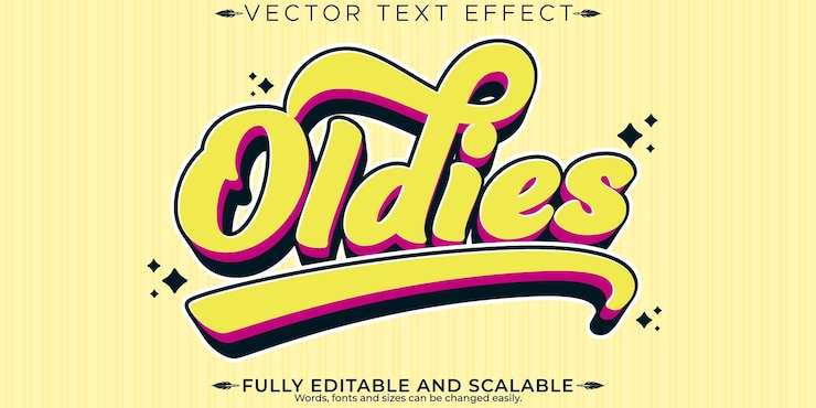 Vector Gratis efek teks retro vintage bisa diedit gaya teks tahun 70-an dan 80-an