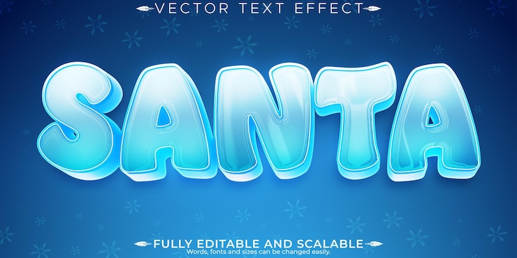 Vector Gratis efek teks santa gaya teks santa dan tahun baru yang dapat diedit