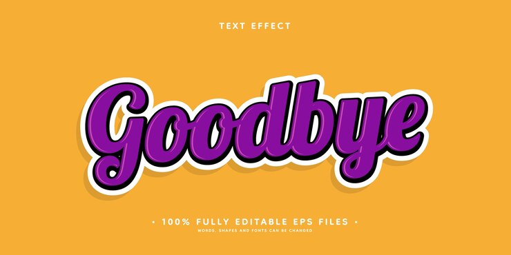 Vector Gratis efek teks selamat tinggal digambar tangan