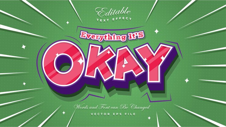 Vector Gratis efek teks tebal oke