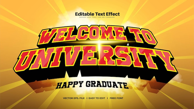 Vector Gratis efek teks tebal universitas