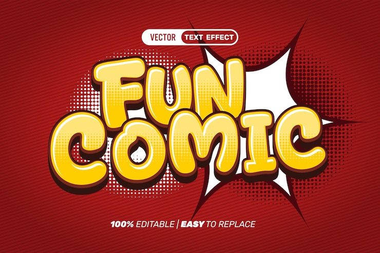Vector Gratis efek teks vektor komik yang menyenangkan