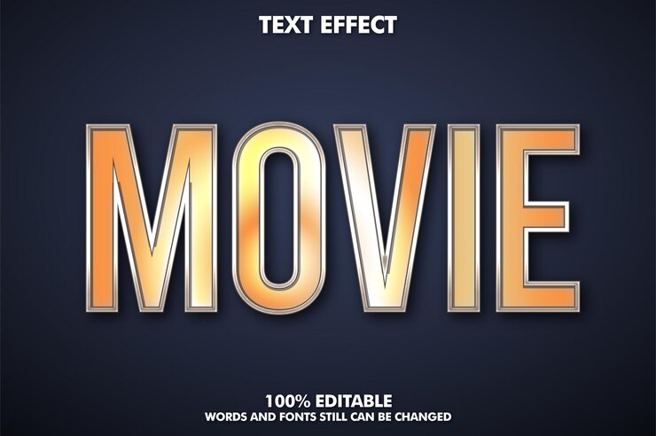 Vector Gratis efek teks yang dapat diedit film efek teks emas