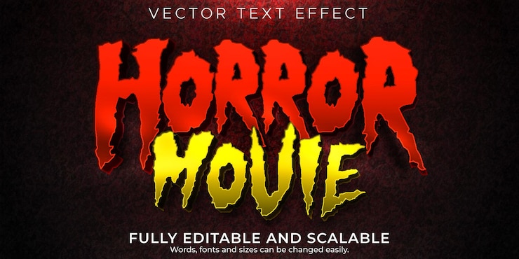 Vector Gratis efek teks yang dapat diedit film horor gaya teks mati dan menakutkan