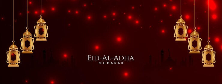 Vector Gratis eid al adha mubarak glossy glitters banner design