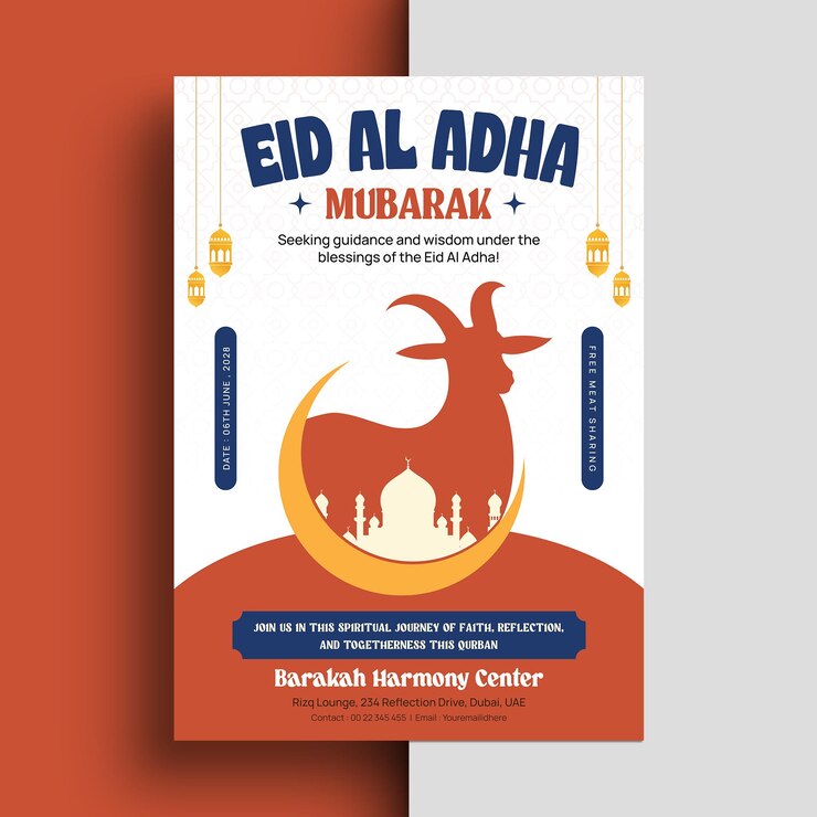 Vector Gratis eid al adha mubarak illustration flyer design template