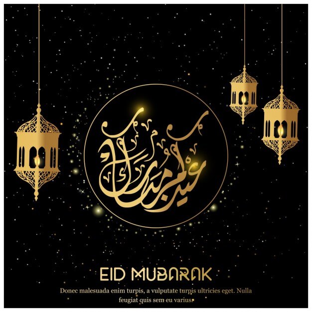 Vector Gratis eid mubarak, black background