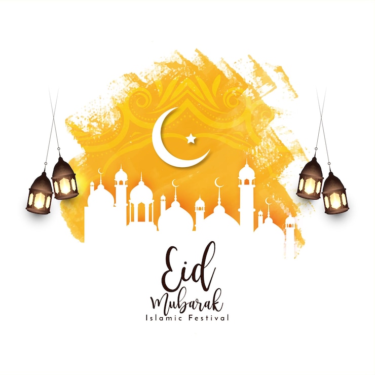 Vector Gratis eid mubarak islamic festival background with mosque vector