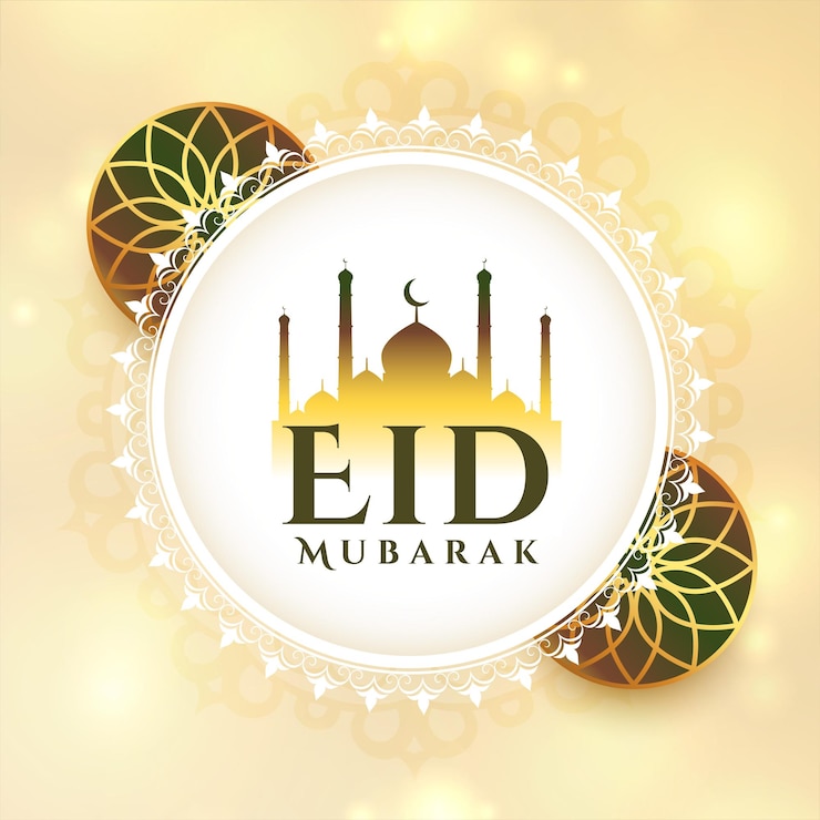 Vector Gratis eid mubarak shiny background with beautiful mosque design