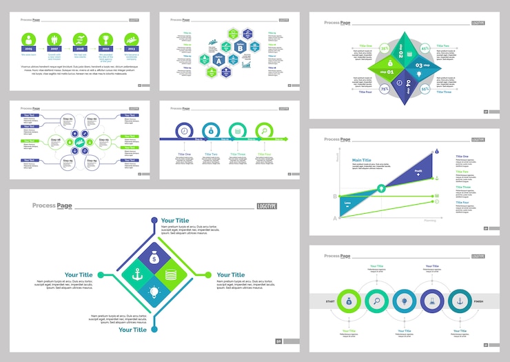 Vector Gratis eight planning slide templates set