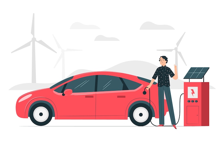 Vector Gratis electric car concept illustration