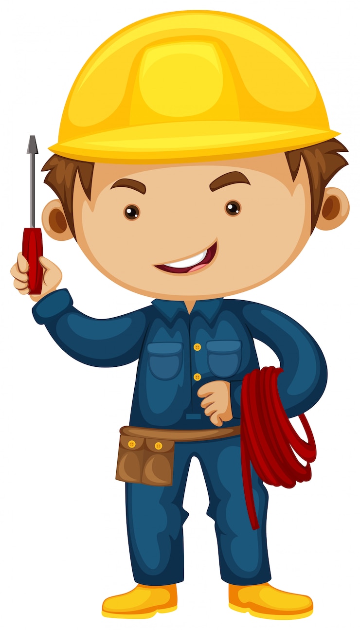 Vector Gratis electrician with screwdriver and helmet