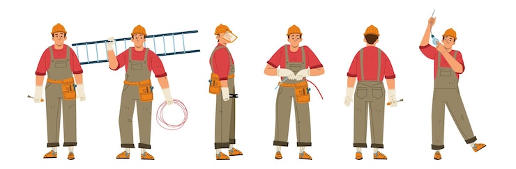 Vector Gratis electrician worker repair technician engineer