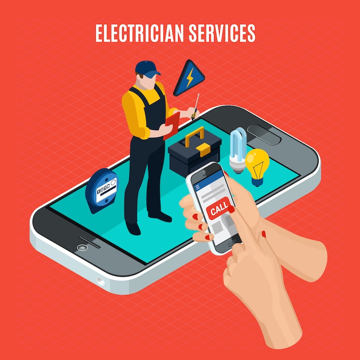 Vector Gratis electricity isometric red composition